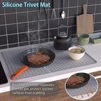 Silicone Stove Top Cover 92x52cm Heat Resistant Electric Cooktop Protector Mat for Kitchen Benchtop and Laundry Black