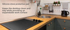 Silicone Stove Top Cover 92x52cm Heat Resistant Electric Cooktop Protector Mat for Kitchen Benchtop and Laundry Black