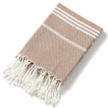 3 Pack Turkish Style Beach Towel Set 90x180cm - Quick Dry Lightweight Large Peshtemal Bath Sheet with Tassels - Brown, Blue&Orange