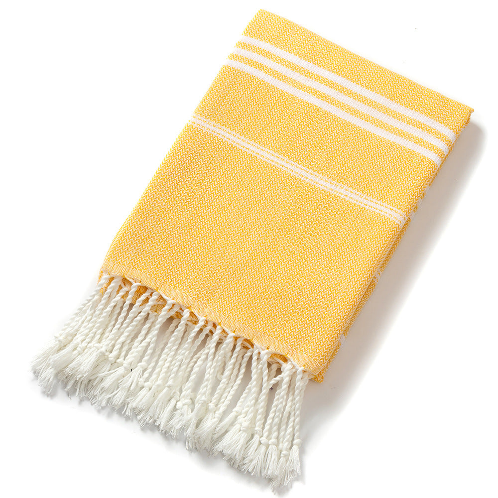 3 Pack Turkish Style Beach Towel Set 90x180cm - Quick Dry Lightweight Large Peshtemal Bath Sheet with Tassels - Rose red, Yellow & Light Yellow