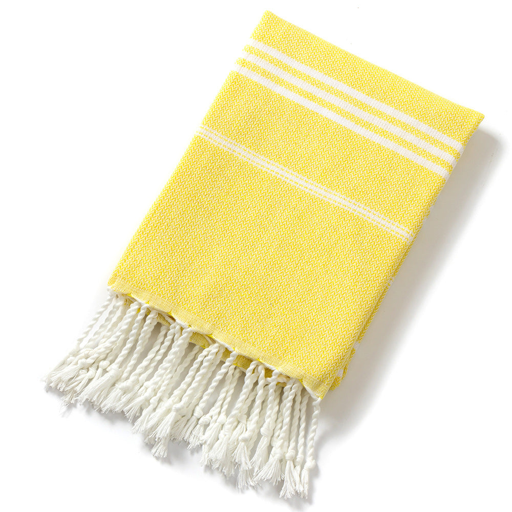 3 Pack Turkish Style Beach Towel Set 90x180cm - Quick Dry Lightweight Large Peshtemal Bath Sheet with Tassels - Rose red, Yellow & Light Yellow