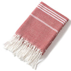 3 Pack Turkish Style Beach Towel Set 90x180cm - Quick Dry Lightweight Large Peshtemal Bath Sheet with Tassels - Red, Light Purple & Light Blue