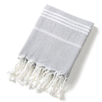 3 Pack Turkish Style Beach Towel Set 90x180cm - Quick Dry Lightweight Large Peshtemal Bath Sheet with Tassels - Emerald green, Light Gray & Pink
