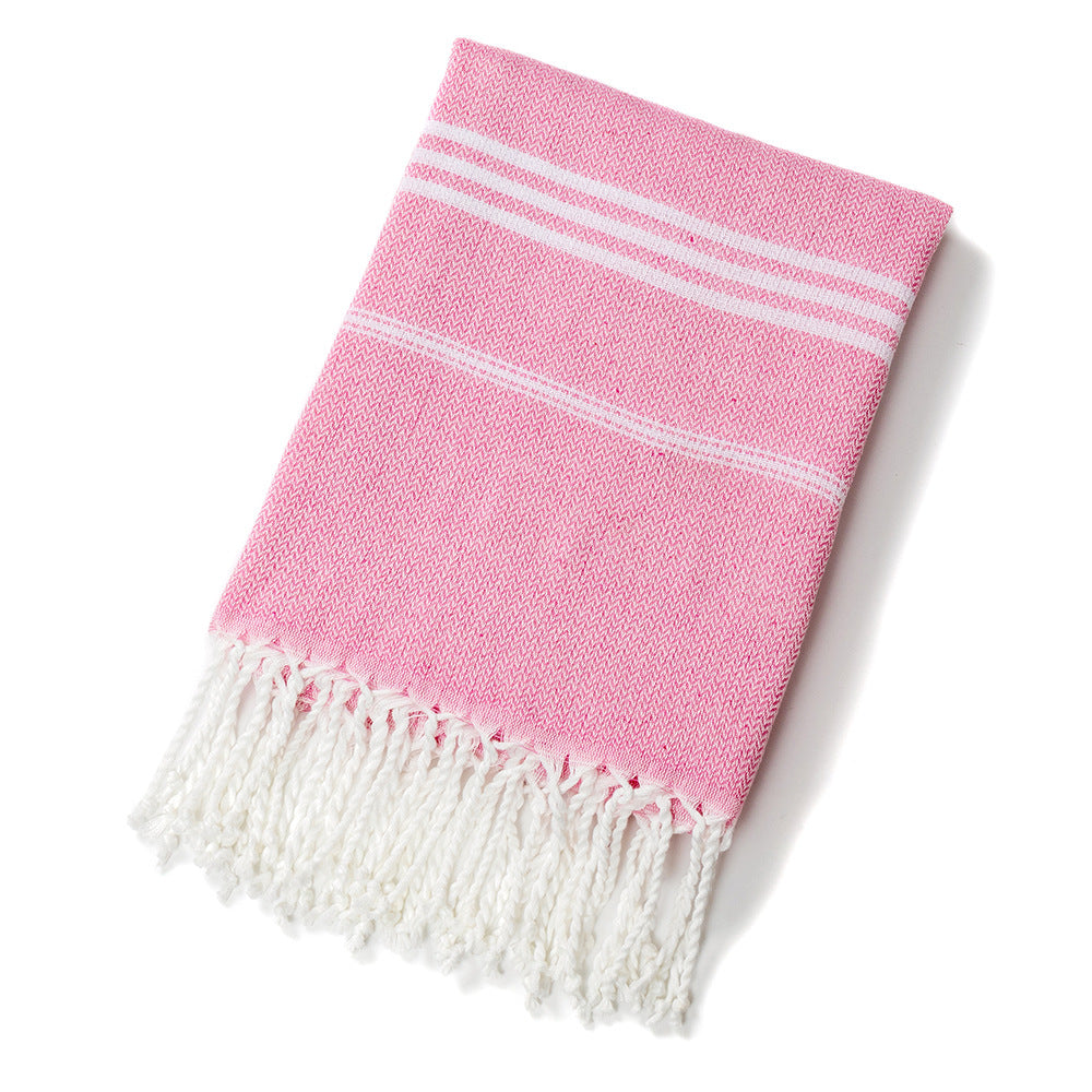 3 Pack Turkish Style Beach Towel Set 90x180cm - Quick Dry Lightweight Large Peshtemal Bath Sheet with Tassels - Emerald green, Light Gray & Pink
