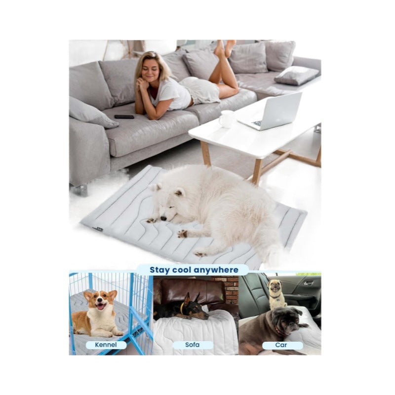 2 Pack Small Pet Cooling Mat 51x41cm - Dual Sided Self Cooling & Warm Dog Pad - Beige & Bipolar Blue Crate Liner for Cats & Puppies under 8kg