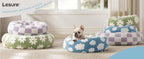 50cm Round Pet Bed Purple & White Checkerboard - Soft Plush Donut Cuddler for Small Dogs & Cats - Calming Anxiety Relief & All-Season Comfort