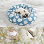 50cm Round Pet Bed Purple & White Checkerboard - Soft Plush Donut Cuddler for Small Dogs & Cats - Calming Anxiety Relief & All-Season Comfort