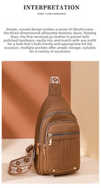Women's Soft PU Leather Sling Bag Crossbody Chest Purse with Adjustable Boho Strap - Lightweight Multi-Pocket Shoulder Daypack for Travel & Daily Use - Red