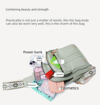 Women's Soft PU Leather Sling Bag Crossbody Chest Purse with Adjustable Boho Strap - Lightweight Multi-Pocket Shoulder Daypack for Travel & Daily Use - Light green