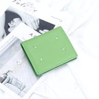 Women's Genuine Leather Bi-fold Wallet - Slim Short Purse with Coin Pocket & RFID Blocking - Soft Cowhide Minimalist Card Holder - Green