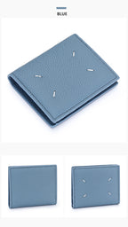 Women's Genuine Leather Bi-fold Wallet - Slim Short Purse with Coin Pocket & RFID Blocking - Soft Cowhide Minimalist Card Holder - Blue