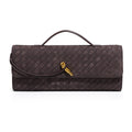 Retro Woven Baguette Handbag for Women Suede Texture PU Leather Shoulder Crossbody Bag Elegant Evening Clutch Coffee Brown