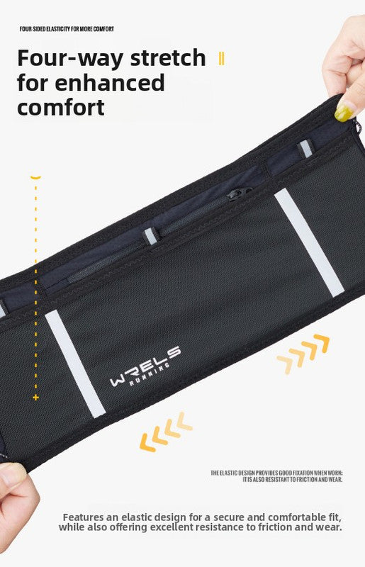 WRELS Trail Running Waist Belt - Lightweight Mesh Hydration Pack with Trekking Pole Holder - Anti-Bounce Phone Storage for Marathon & Hiking - Gray Size M (74-86cm)