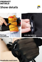 WRELS Trail Running Waist Belt - Lightweight Mesh Hydration Pack with Trekking Pole Holder - Anti-Bounce Phone Storage for Marathon & Hiking - Gray Size L (85-110cm)
