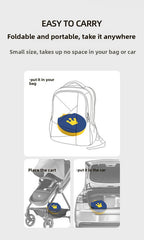 Kids Portable Travel Potty Foldable Training Toilet Seat - Blue - Compact Car & Camping Emergency Commode with Backrest - 50kg Load Capacity