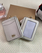 2 Pack Women's Leather Zip Card Holder & Coin Purse with Keychain - Butterfly Nature Print & Pebble Grain White - Compact ID Wallet for Travel & Daily Use