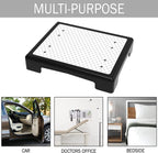 Portable Outdoor Half Step Stool Non-Slip Mobility Aid Large Platform 43x33cm for Elderly Home Car & Bath Use Black Base with White Top Mat