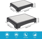 Portable Outdoor Half Step Stool Mobility Aid with Absorbent Non-Slip Grey Mat Compact 43x33cm White Base for Bath & Car