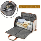 Convertible Travel Garment Bag Large Duffel Suit Carrier with Shoe Compartment & Hidden Backpack Straps Waterproof  Light Pink