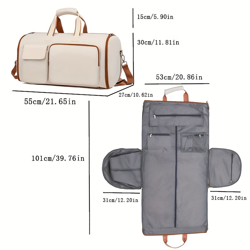 Convertible Travel Garment Bag Large Duffel Suit Carrier with Shoe Compartment & Hidden Backpack Straps Waterproof  Light Pink
