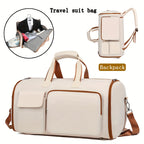 Convertible Travel Garment Bag Large Duffel Suit Carrier with Shoe Compartment & Hidden Backpack Straps Waterproof  Black