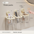 3 PCS Suction Cup Bathroom Organizer Wall Mounted Toothbrush Holder No Drill Storage Caddy with Drainage for Electric Toothbrush Razor Toothpaste Cream White