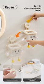 3 Pack Suction Cup Bathroom Organizer Wall Mounted Toothbrush Holder No Drill Storage Caddy with Drainage for Electric Toothbrush Razor Makeup Black & Pink