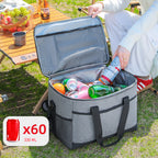 Large 35L Insulated Cooler Bag Soft Sided Leakproof Thermal Tote for Camping Beach Picnic BBQ Heavy Duty Grocery Carrier Grey