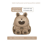 Cute 3D Rabbit Kids Backpack Bucktooth Bunny School Bag Lightweight Neoprene Style with Chest Strap Breathable Mesh Back for Kindergarten Preschool Travel Beige