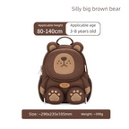 Cute 3D Brown Bear Kids Backpack Animal School Bag with Chest Strap Lightweight Neoprene for Kindergarten and Travel Preschool Boys Girls