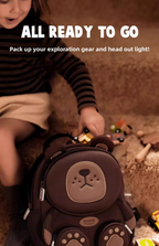 Cute 3D Brown Bear Kids Backpack Animal School Bag with Chest Strap Lightweight Neoprene for Kindergarten and Travel Preschool Boys Girls