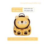 Cute 3D Lion Kids Backpack Yellow Animal School Bag Lightweight Neoprene Style with Chest Strap Breathable Mesh Back for Kindergarten Preschool Boys Girls