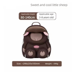 Cute 3D Sheep Kids Backpack Dark Brown Animal School Bag Lightweight Neoprene Style with Chest Strap Breathable Mesh Back for Kindergarten Preschool Travel Boys Girls
