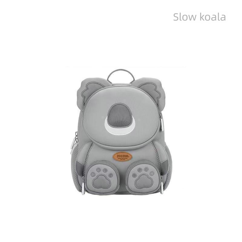 Cute 3D Koala Kids Backpack Grey Animal School Bag Lightweight Neoprene Style with Chest Strap Breathable Mesh Back for Kindergarten Preschool Boys Girls