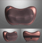 Electric Shiatsu Massage Pillow with Heat - Deep Kneading Neck & Back Massager - Portable Car & Home Cushion for Muscle Relief - Brown