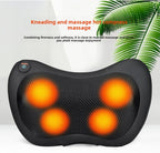 Electric Shiatsu Massage Pillow with Heat - Deep Kneading Neck & Back Massager - Portable Car & Home Cushion for Muscle Relief - Brown