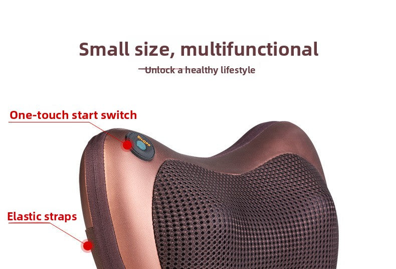 Electric Shiatsu Massage Pillow with Heat - Deep Kneading Neck & Back Massager - Portable Car & Home Cushion for Muscle Relief - Black