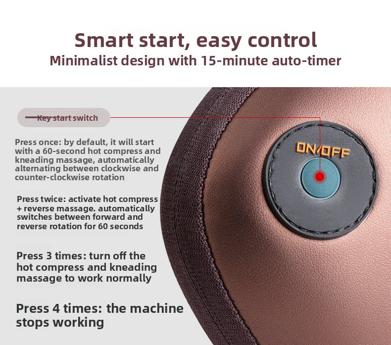 Electric Shiatsu Massage Pillow with Heat - Bi-Directional Deep Kneading Neck & Back Massager - Portable Car & Home Cushion for Muscle Relief - Black