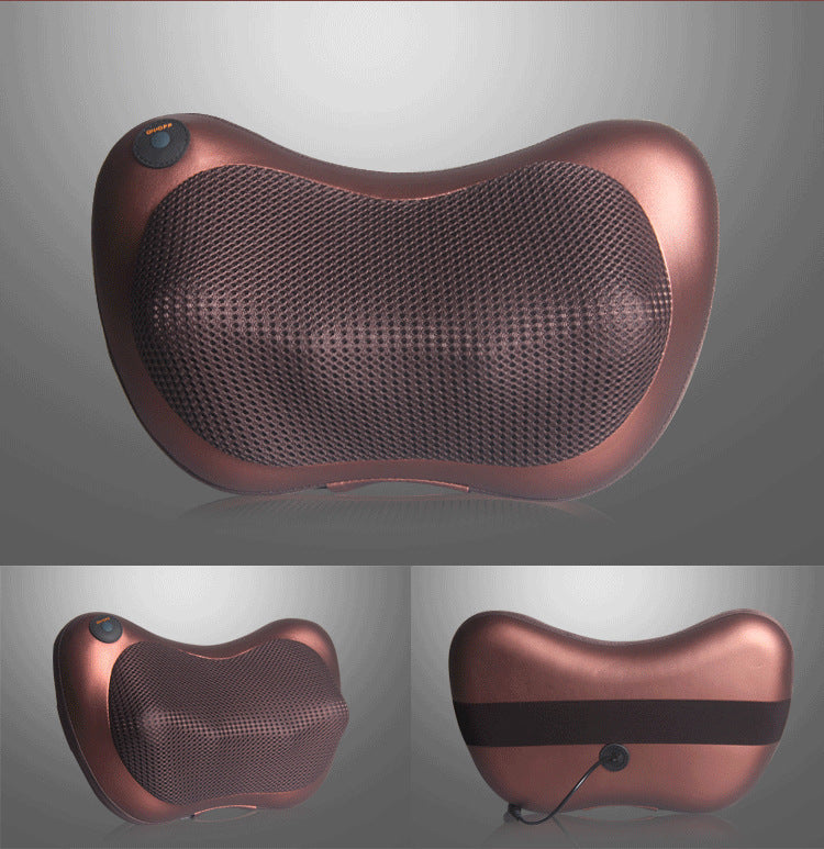 Electric Shiatsu Massage Pillow with Heat - Dual Button Deep Kneading Neck & Back Massager - Adjustable Speed & Direction Car Home Cushion - Brown