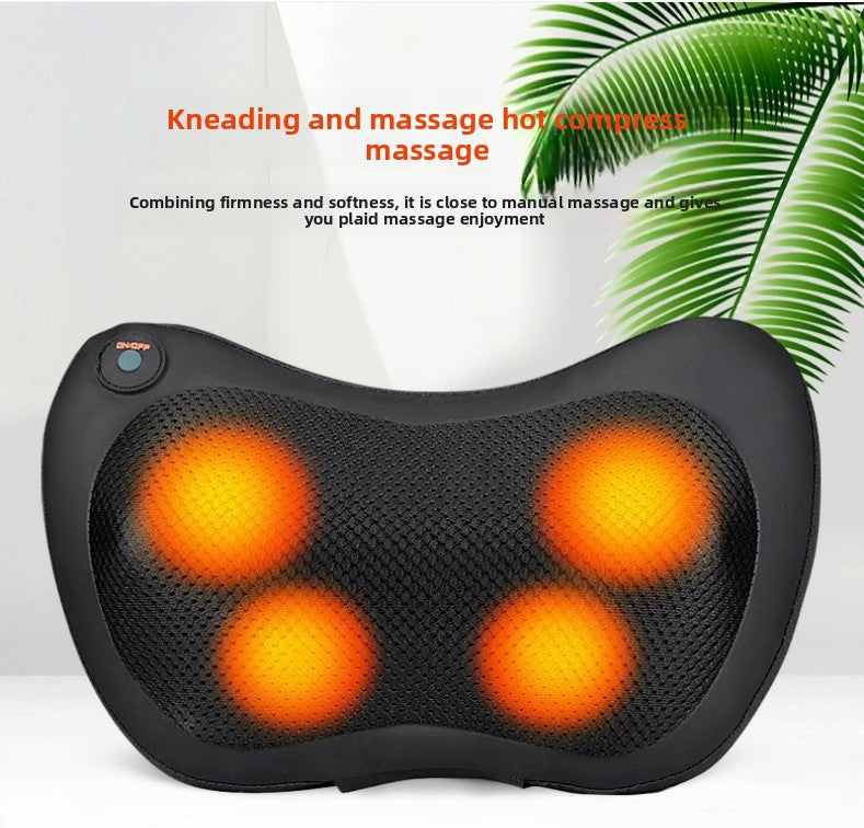 Electric Shiatsu Massage Pillow with Heat - Dual Button Deep Kneading Neck & Back Massager - Adjustable Speed & Direction Car Home Cushion - Brown