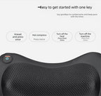Cordless Rechargeable Shiatsu Massage Pillow - 8 Node Dual Button Neck & Back Massager with Heat - Wireless Deep Kneading Cushion for Car Home & Travel - Brown