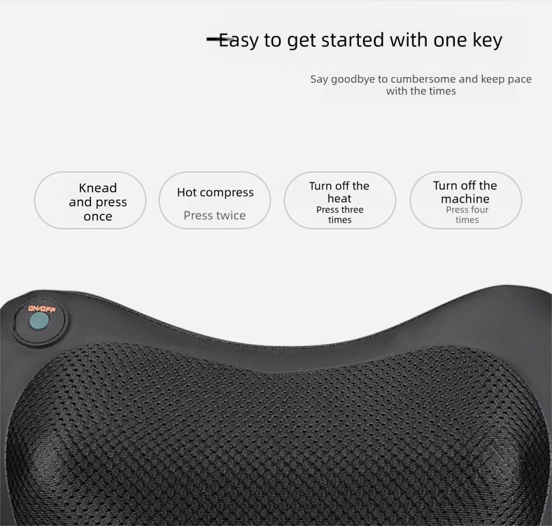 Cordless Rechargeable Shiatsu Massage Pillow - 8 Node Dual Button Neck & Back Massager with Heat - Wireless Deep Kneading Cushion for Car Home & Travel - Black