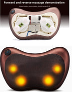 Cordless Rechargeable Shiatsu Massage Pillow - 8 Node Dual Button Neck & Back Massager with Heat - Wireless Deep Kneading Cushion for Car Home & Travel - Black