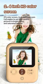 Kids Instant Print Camera with 3 Paper Rolls - Zero Ink Thermal Digital Camera & Video Recorder - 1080P Dual Lens Selfie Toy for Boys & Girls - Brown