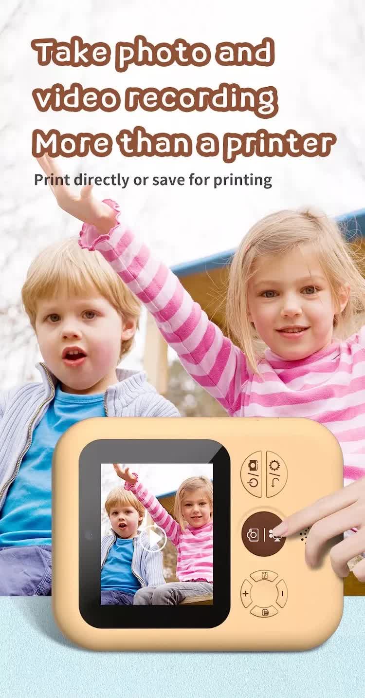 Kids Instant Print Camera with 3 Paper Rolls - Zero Ink Thermal Digital Camera & Video Recorder - 1080P Dual Lens Selfie Toy for Boys & Girls - Purple