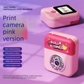 Kids Instant Print Camera with 3 Paper Rolls - Zero Ink Thermal Digital Camera & Video Recorder - 1080P Dual Lens Selfie Toy for Boys & Girls - Pink