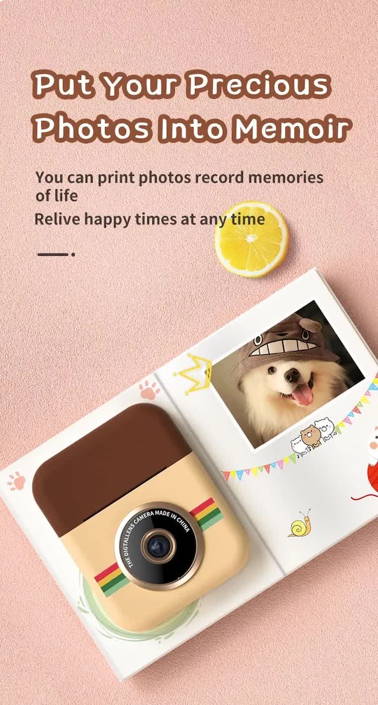 Kids Instant Print Camera with 3 Paper Rolls - Zero Ink Thermal Digital Camera & Video Recorder - 1080P Dual Lens Selfie Toy for Boys & Girls - Pink