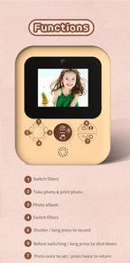 Kids Instant Print Camera with 32GB SD Card & 3 Paper Rolls - Retro Thermal Digital Camera & Video Recorder - 1080P Dual Lens Selfie Toy Gift - Pink