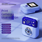 Kids Instant Print Camera with 32GB SD Card & 3 Paper Rolls - Retro Thermal Digital Camera & Video Recorder - 1080P Dual Lens Selfie Toy Gift - Blue