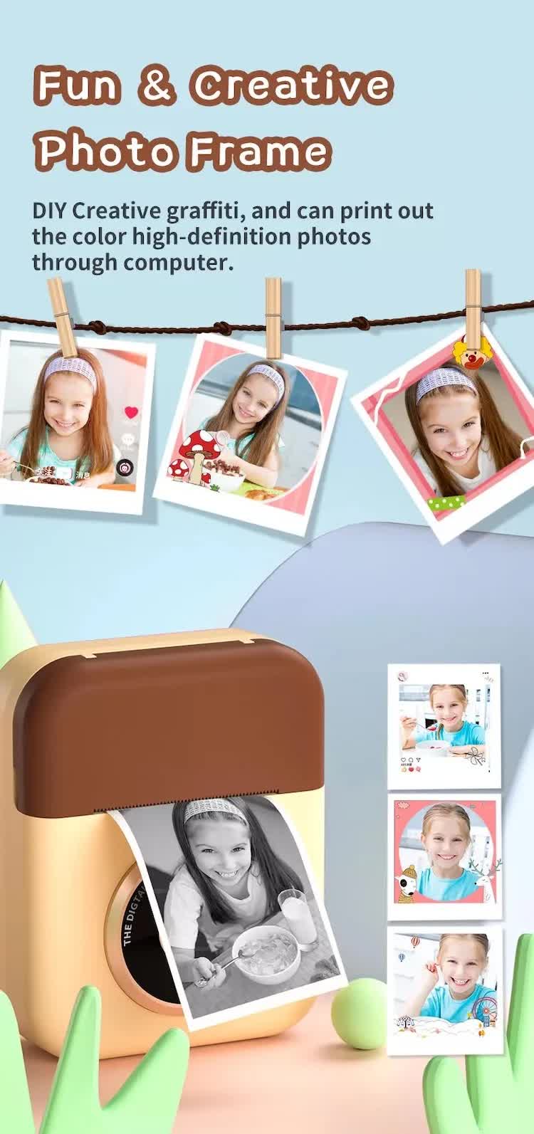 Kids Instant Print Camera with 32GB SD Card & 3 Paper Rolls - Retro Thermal Digital Camera & Video Recorder - 1080P Dual Lens Selfie Toy Gift - Blue